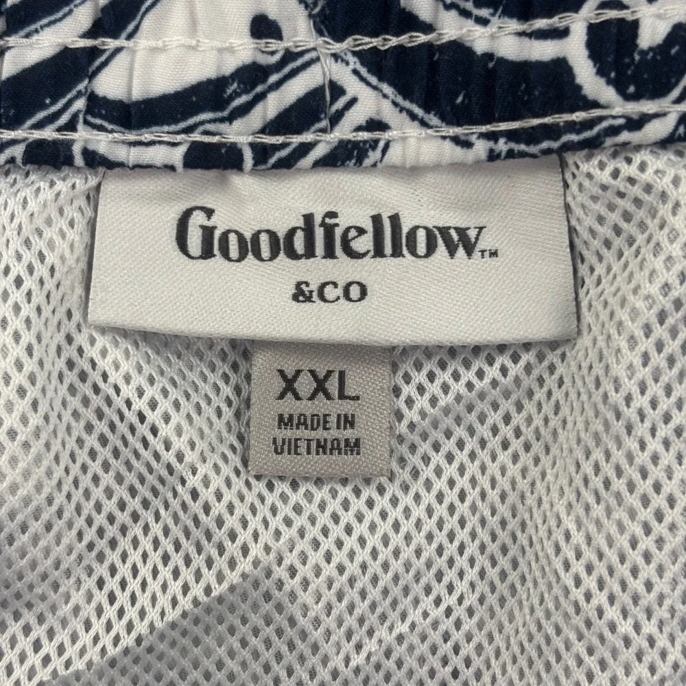 Goodfellow & Co Swim Trunks XXL Blue White Wave Print Mens